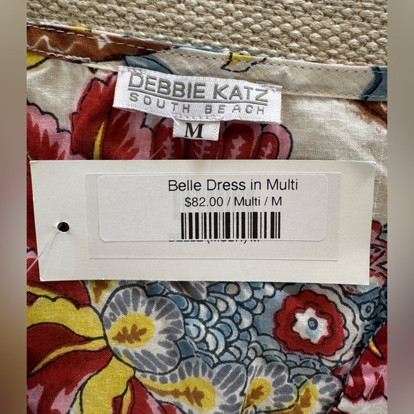 Debbie Katz floral cotton long sleeve v-neck button up resortwear dress women M - Picture 3 of 4